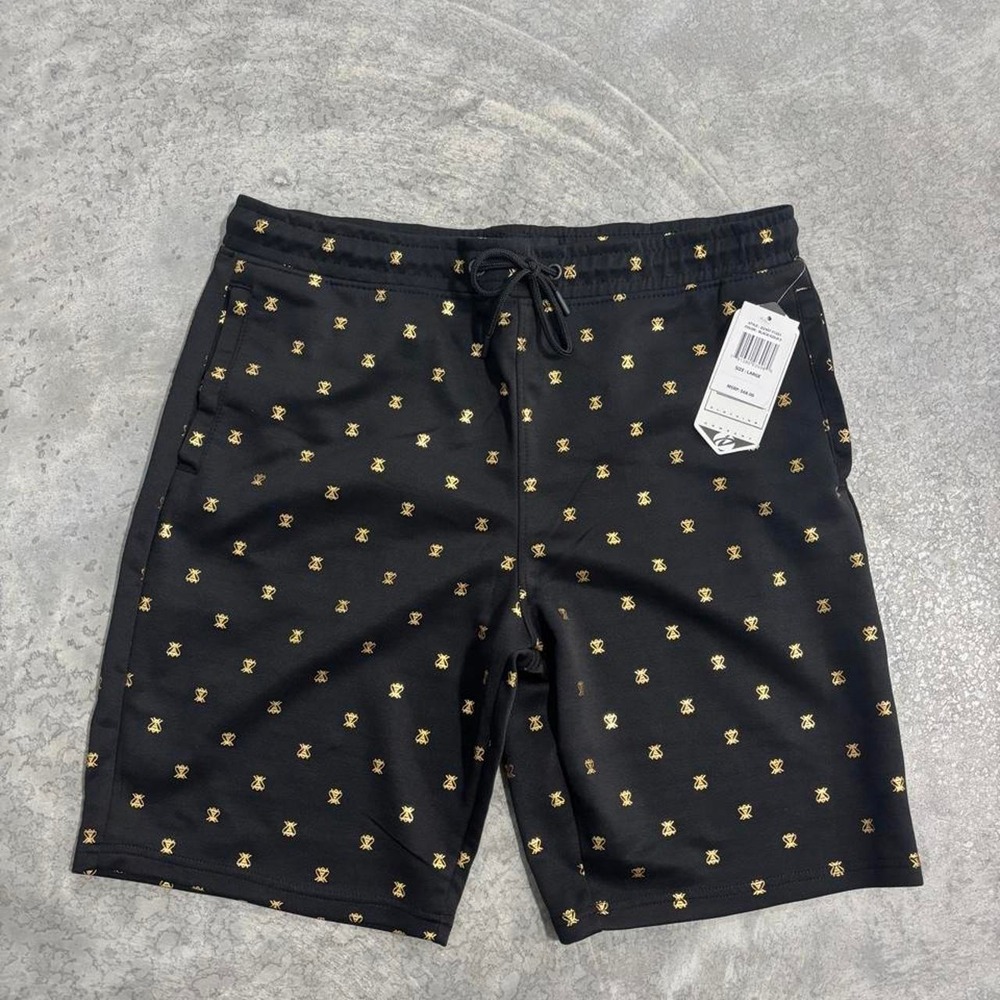 Drill Brand Black & Gold Graphic Shorts NWT Men's Small Streetwear Athletic